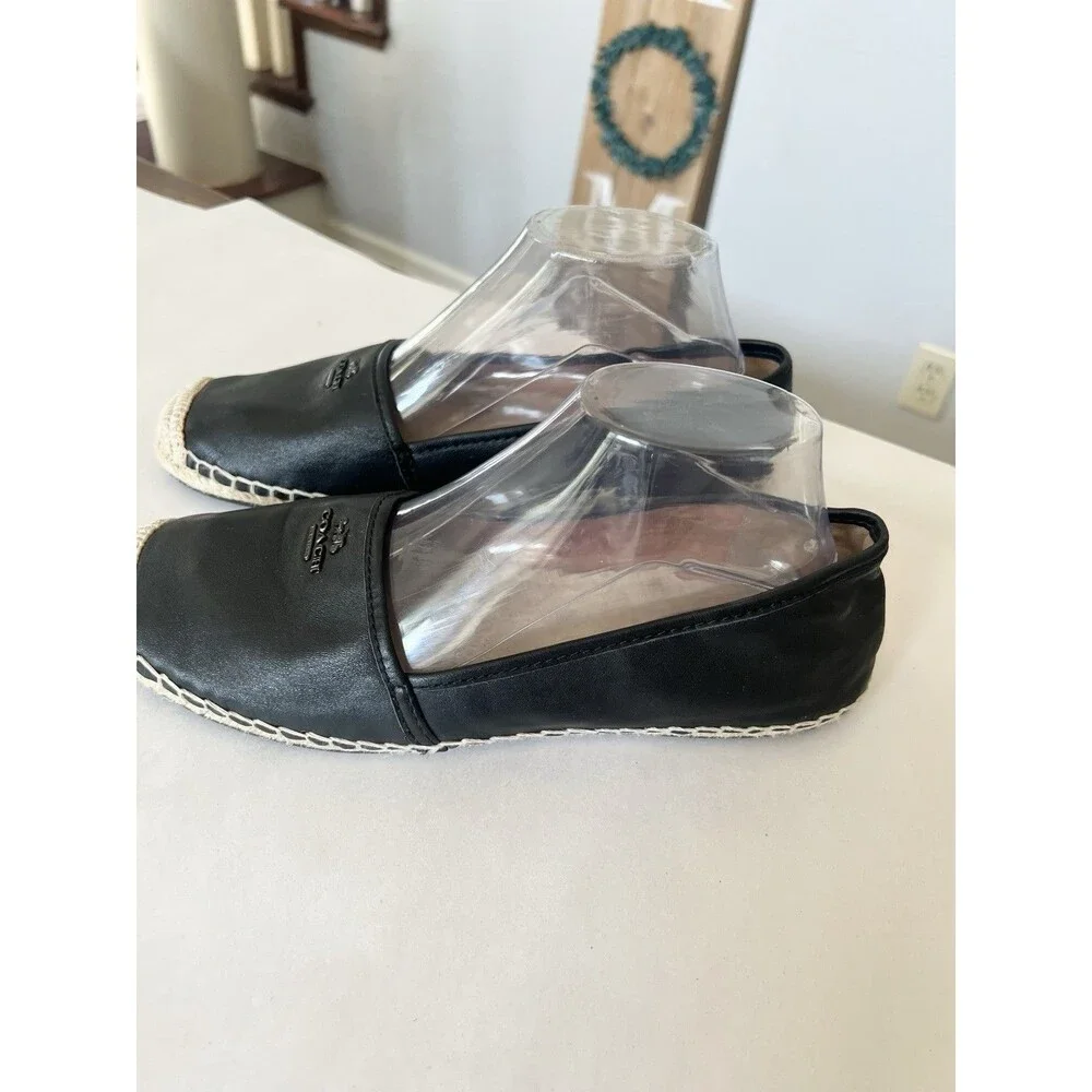 Coach Rhodelle Black Lambskin Espadrilles Size 9.5 Slip On Comfort  $299